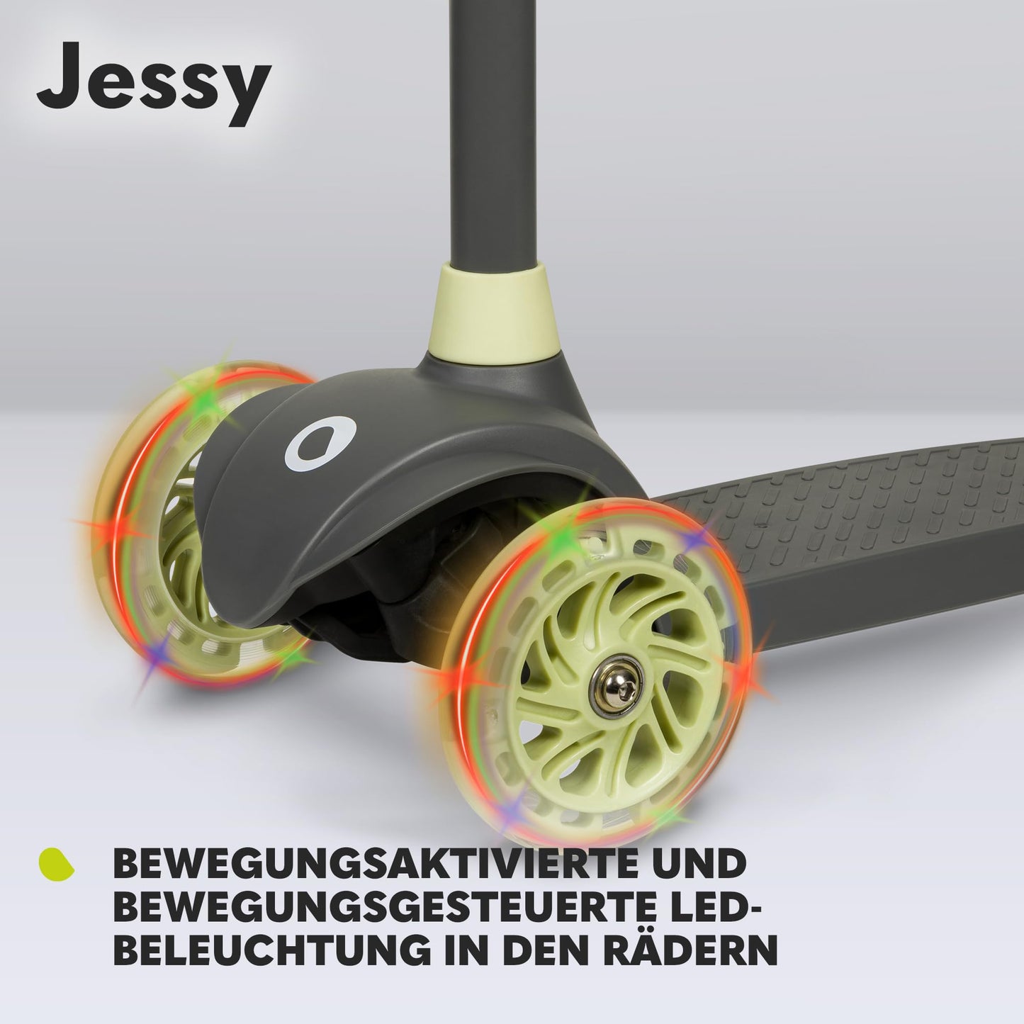 LIONELO Jessy Premium tricycle scooter with LED wheels for children 3 years up to 50 kg, adjustable height and non-slip platform, foldable scooter. Perfect for toddler boys and girls.