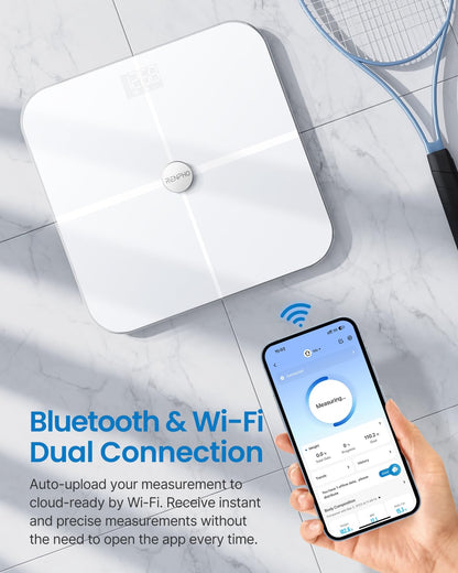 RENPHO body fat scale with WiFi fitness tracking scale with body fat and muscle mass, scale with body fat analysis & monitors 13 body measurements for your health