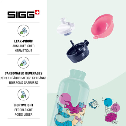 SIGG - Aluminum Kids Water Bottle - KBT Nixie - Leak-proof & Shatterproof - Lightweight - BPA-free - Climate Neutral Certified - Sports & School - White-green & Pink - 0.4L