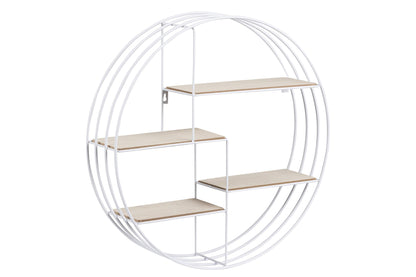 AC Design Furniture Nadine Round Metal Wall Shelf White with 4 Shelves, Small Wall Decor, White Floating Shelf, Hanging Shelf in Industrial Style, Ø: 10 x H: 45 cm, 72166