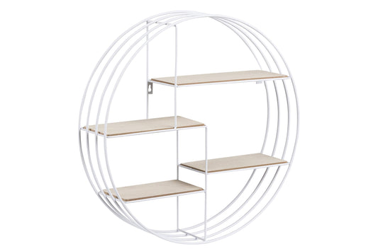AC Design Furniture Nadine Round Metal Wall Shelf White with 4 Shelves, Small Wall Decor, White Floating Shelf, Hanging Shelf in Industrial Style, Ø: 10 x H: 45 cm, 72166