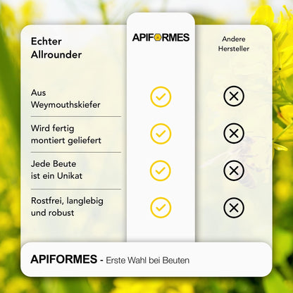 APIFORMES German Standard Size (DN10) - Weymouth Pine 10-Frame Hive