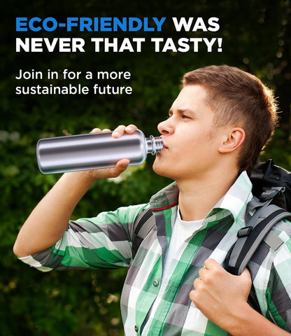 MATE OF STEEL® 100% plastic-free 750ml stainless steel bottle for Sodastream Terra, Fizzi & Art - Dishwasher safe stainless steel drinking bottle for soda streaming - Soda maker metal bottles.