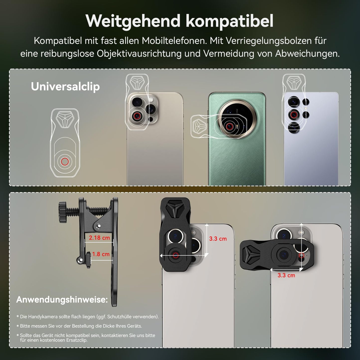 APEXEL Professional Macro Lens for dual/single lens, iPhone, Pixel, Samsung Galaxy smartphones.