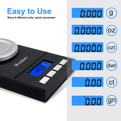 Muaket Pocket Scale, 50g / 0.001g Digital Scale with LCD Display, Professional Milligram Scale, Portable Scale, Lab Scale, Gold Scale, Postal Scale, MG Scale