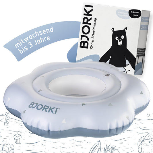 BJORKI® Baby Swim Ring - Adjustable swim aid for babies from 6 months to 3 years - Sturdy float ring for babies from 6 months old - Perfect swim trainer to promote motor skills