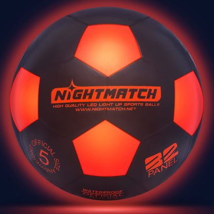 NightMatch LED Light-Up Soccer Ball | Official Size 5 | Waterproof | Glows in the Dark | Soccer Ball for Kids & Adults | Light-Up Soccer Ball | For Indoor & Outdoor Use