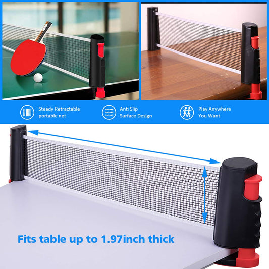 FBSPORT Table Tennis Set for table with 2 ping pong paddles + Retractable net + 6 ping pong balls + 1 carrying bag, Table Tennis Set for adults families indoor outdoor