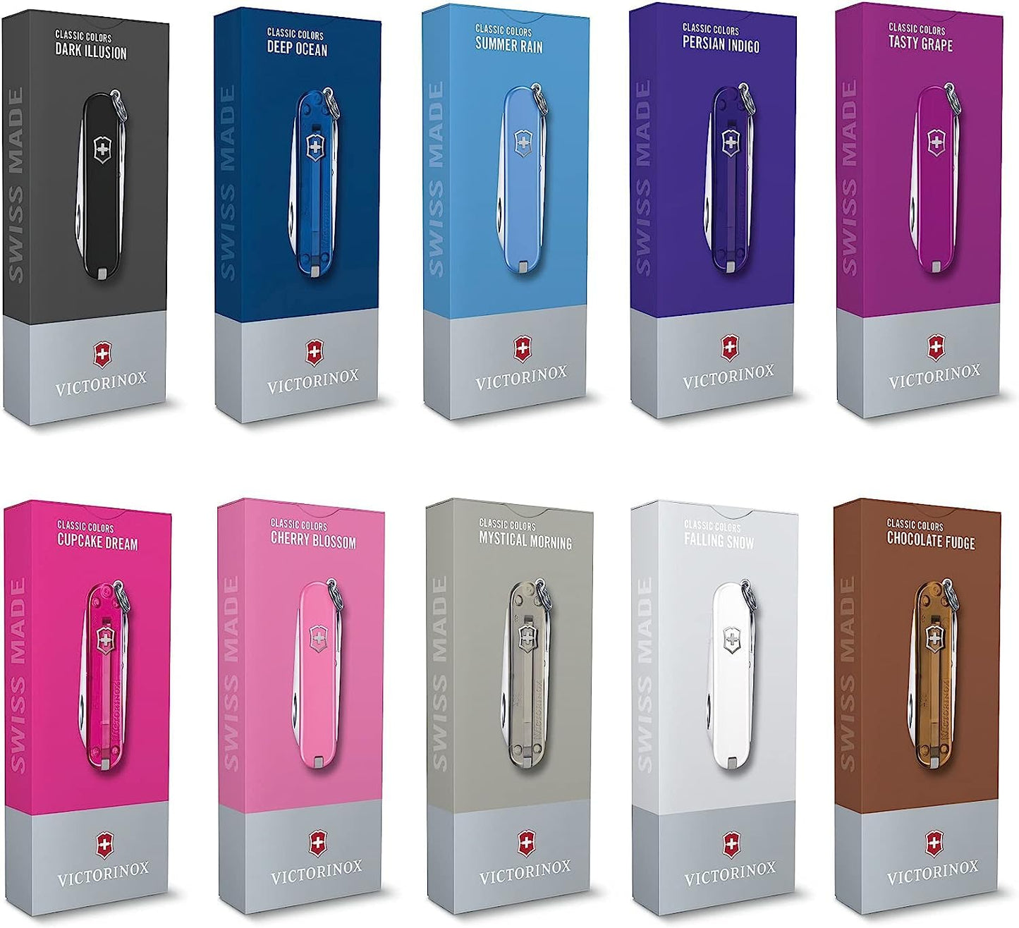 Victorinox Swiss Army Knife, Small, Classic SD, Multitool, Gift, 7 Functions, Blade, Nail File, Gray Transparent