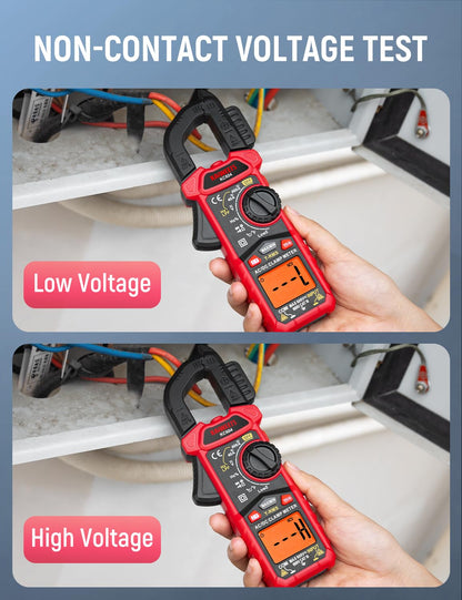 KAIWEETS Clamp Meter AC DC, True-RMS 4000 Count Clamp Multimeter with Flashlight Backlight for measuring AC/DC voltage current temperature continuity diode NCV, KC604.
