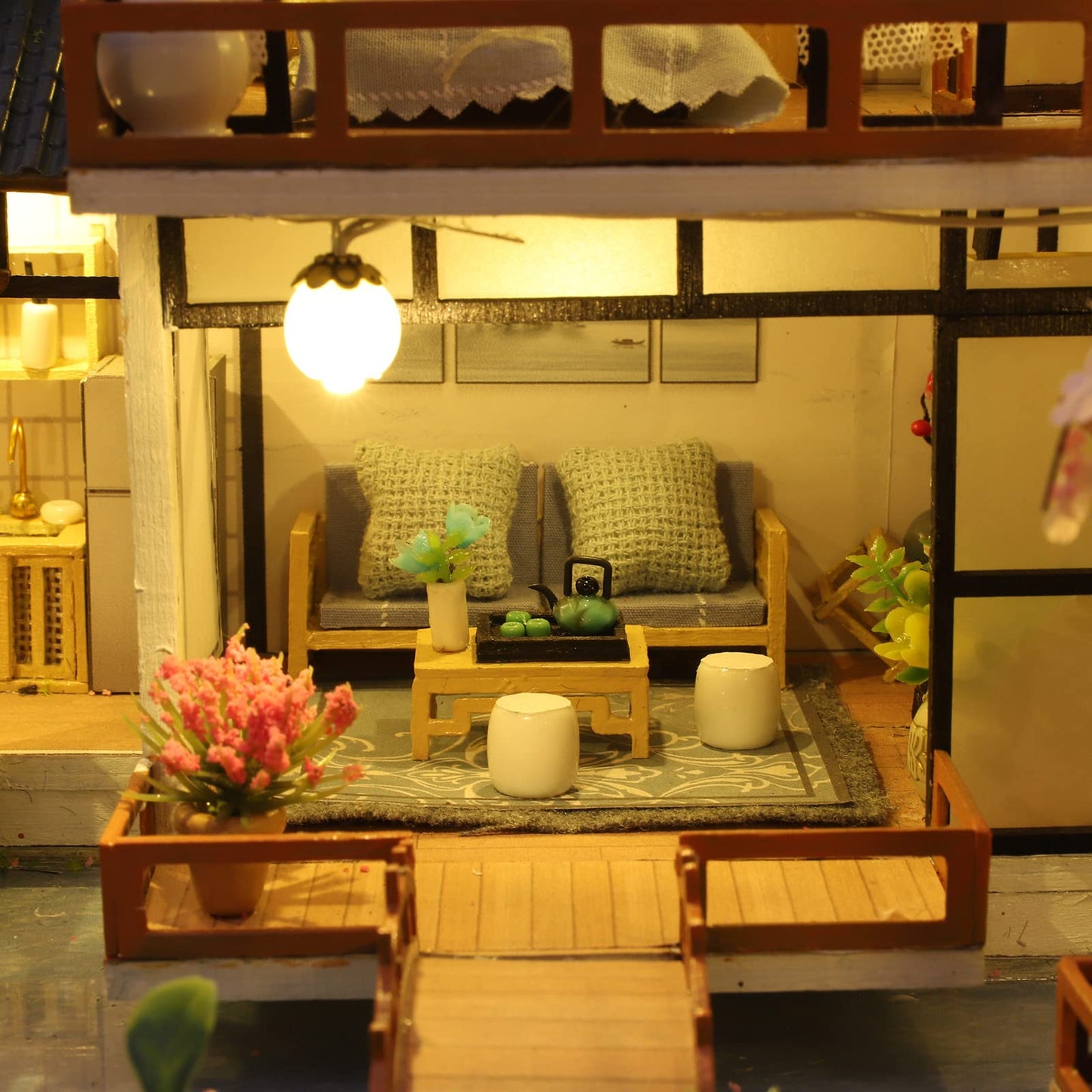 Cute and fun DIY Miniature Dollhouse Kit for building a miniature house with music, furniture, and tools. Build your own creative craft gift idea (Oriental Villa).