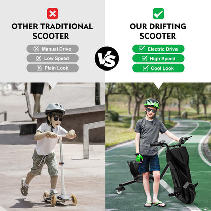360° Electric Drift Scooter Kids Drift Kart with 250W electric motor, 3 speeds LED illuminated Electric Drift Scooter