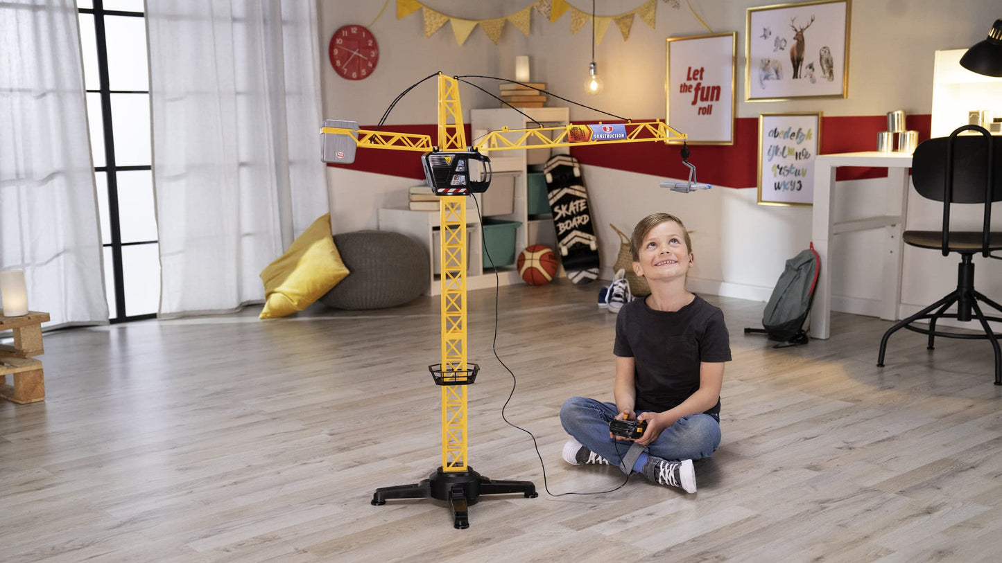 Dickie Toys - Giant Crane 100 cm - Remote-controlled construction crane with large transport bucket and cargo carrier, for children aged 3 years and older, can rotate 350 degrees.