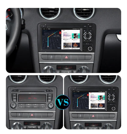 SXAUTO Android 14 car stereo fits A4/B6/B7/S4/RS4/Seat Exeo - includes rear camera, Canbus, [2G+32G] memory, 7-inch display, 2 Din, DAB, steering wheel control, 4G WiFi, BT5.0, Carplay, Android Auto, Fast-Boot.