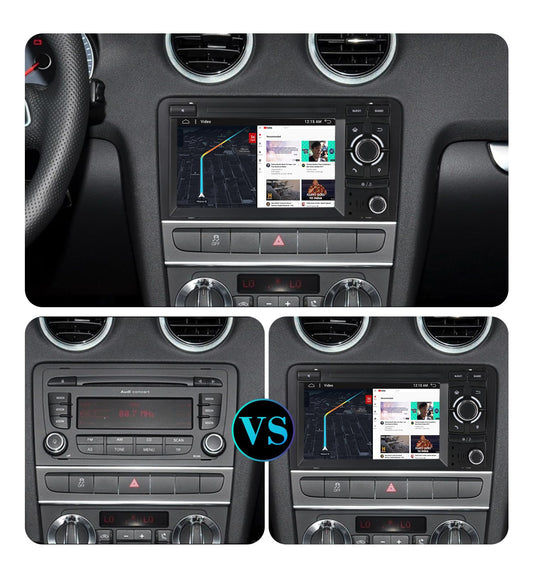 SXAUTO Android 14 car stereo fits A4/B6/B7/S4/RS4/Seat Exeo - includes rear camera, Canbus, [2G+32G] memory, 7-inch display, 2 Din, DAB, steering wheel control, 4G WiFi, BT5.0, Carplay, Android Auto, Fast-Boot.