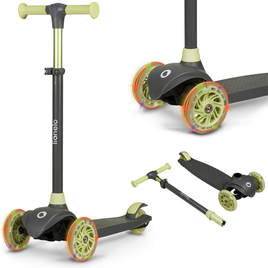 LIONELO Jessy Premium tricycle scooter with LED wheels for children 3 years up to 50 kg, adjustable height and non-slip platform, foldable scooter. Perfect for toddler boys and girls.