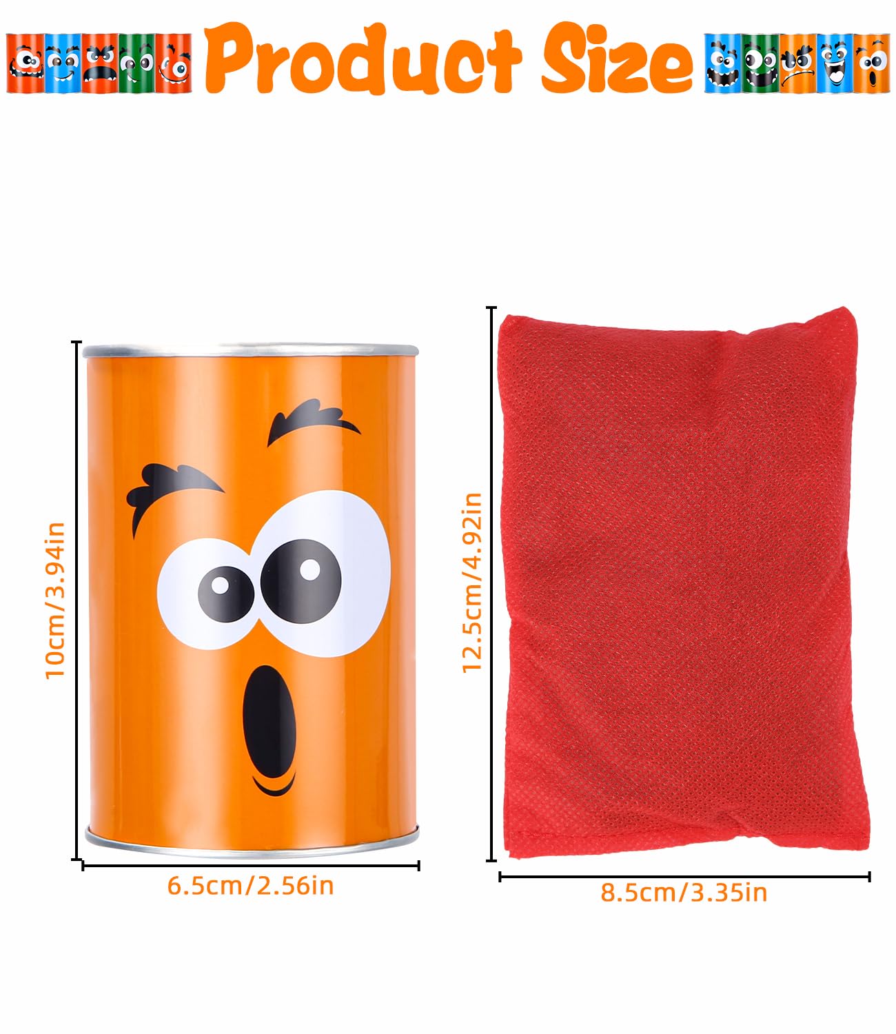 Can toss game for kids, 10 cans and 3 bean bags throwing game, kids outdoor games, children's garden games, children's birthday party games.