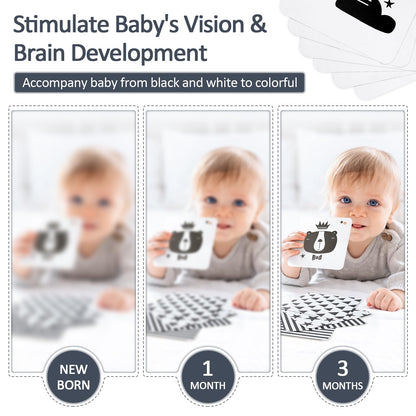 Joyreal Stroller Toy - Black White Toy Fabric Book, Contrast Book Baby, Contrast Cards Baby, Sensory Contrast Toy, Newborn