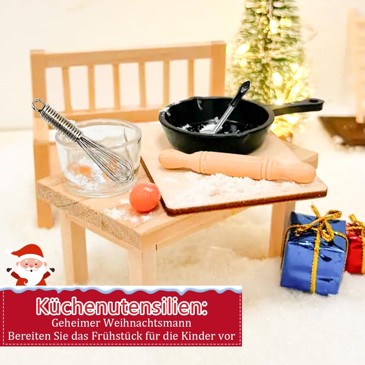 Elf door set - 46 PCS elf accessories with light, elf construction site accessories, elf door complete set with baking set, interactive card advent calendar, DIY gift for children.