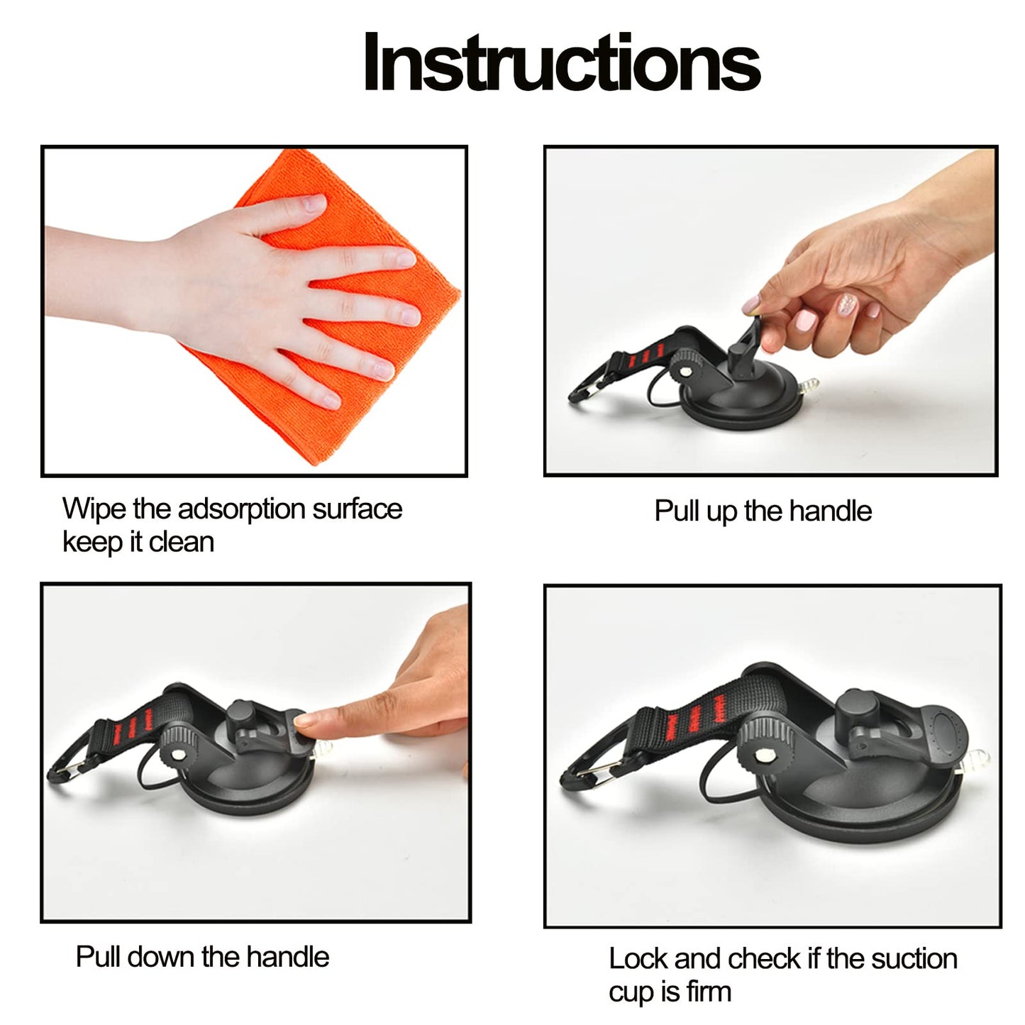 Suction Cup Camping Set - 4 piece suction cup hooks Extra strong suction hooks Multifunctional suction cups camping for car, awnings, motorhome, home, workshop