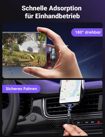 AUFU 60W Magnetic USB C Charging Cable, 16 PIN USB C Magnetic Charging Cable [2 Pack 2M], Magnetic Cable 20V/3A Fast Charging and Data Transfer Magnetic 180° Rotatable for iPhone 16 15/Galaxy Samsung S23