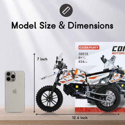 CASAFUNY Motorcycle Compatible with Lego Technic, 1:8 City Car Toy 434-piece model with Rotating Wheels Sticker, Birthday Gift for Boys and Girls aged 8 9 10 11 12 years old, White