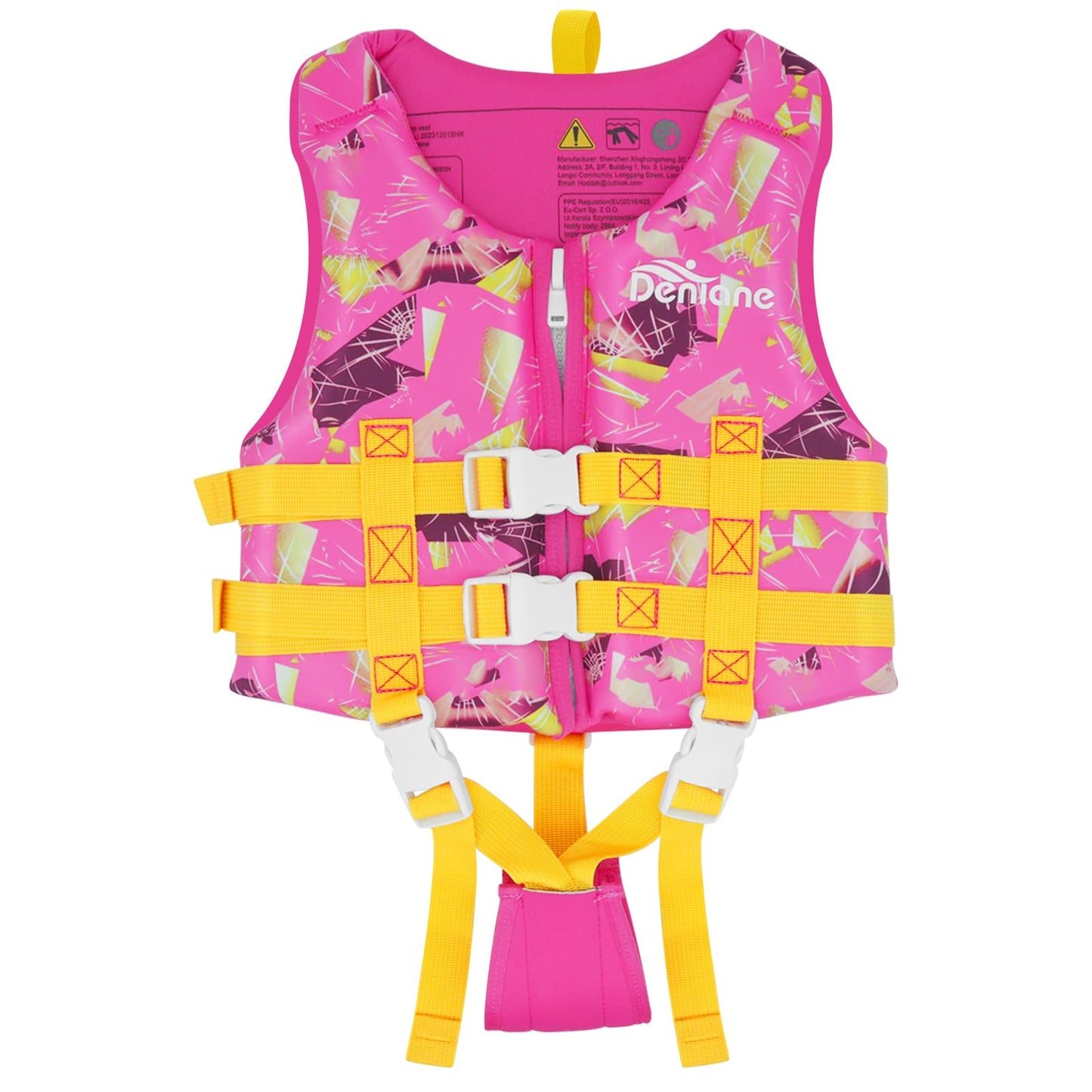 Swim vest for kids, neoprene vest perfect for toddlers. Ideal swim aid for bathing suit assistance in swim training. Adjustable safety straps for girls and boys - Pink, L (7-9 years)