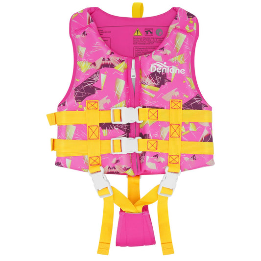 Swim vest for kids, neoprene vest perfect for toddlers. Ideal swim aid for bathing suit assistance in swim training. Adjustable safety straps for girls and boys - Pink, L (7-9 years)
