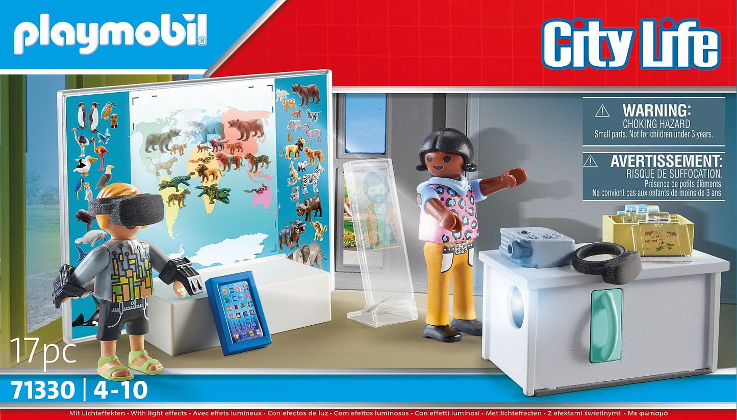 PLAYMOBIL City Life 71327 Large School with moving chalkboard, for ages 5+ & City Life 71330 Virtual Classroom with working projector