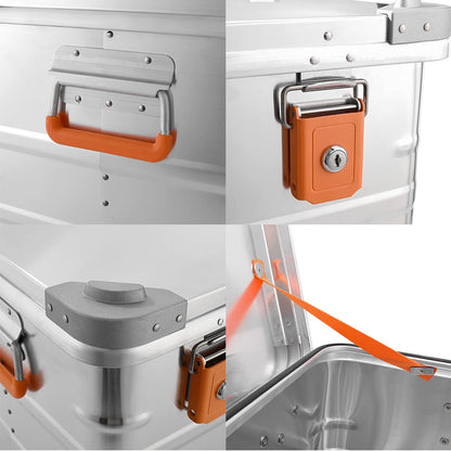 Aluminum box aluminum case lockable E141 - Premium aluminum storage box 141 liters - lid with aluminum die-cast stacking corners and rubber seal - includes locks