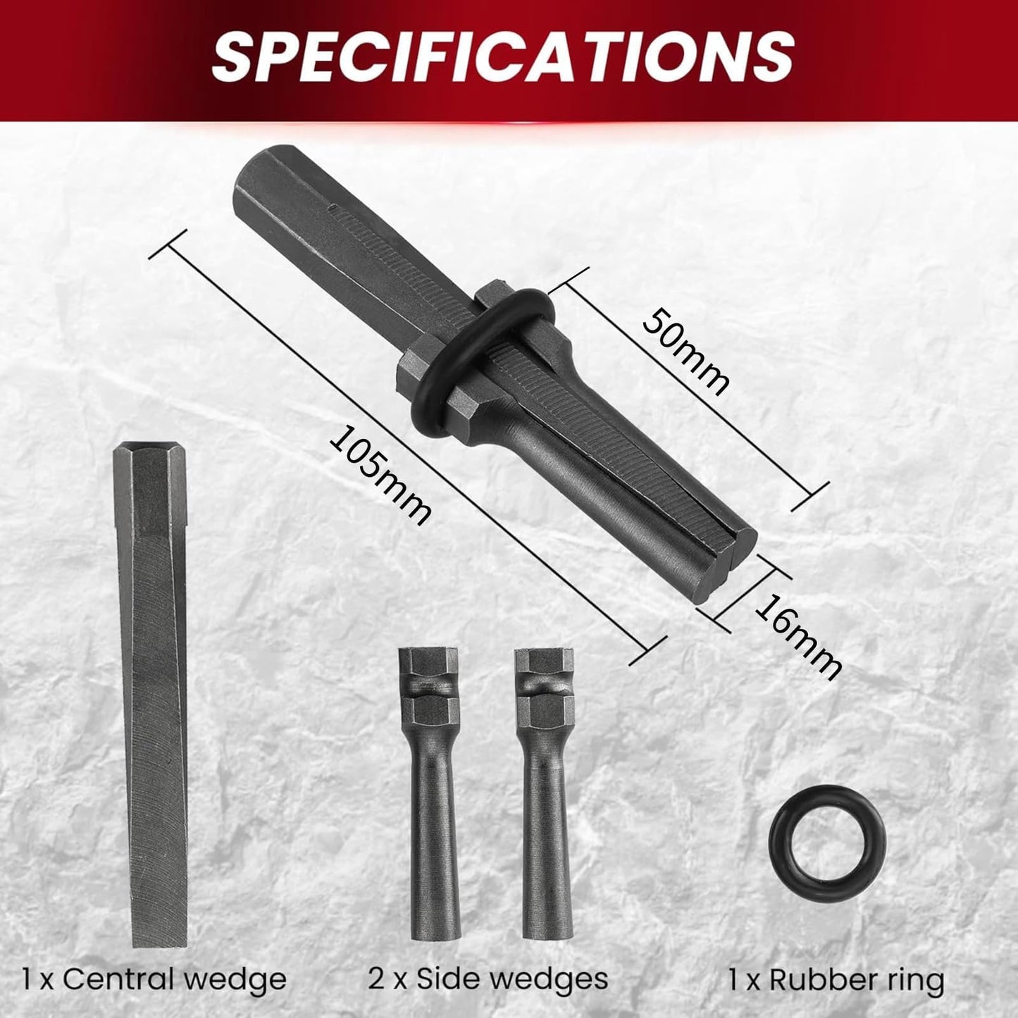 Uadme Stone Splitter, 10 pieces 16mm/0.6 inch Hand Splitters for concrete stone granite marble concrete gneiss sandstone slate, plug and feathers, tools for splitting rocks.