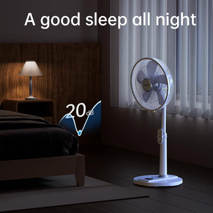 4UMOR Stand Fan quiet 24W 20dB DC Motor 9 Speeds 90° Oscillation adjustable Fan with remote control 9H Timer 41cm Diameter Fan quiet 80% Energy Saving