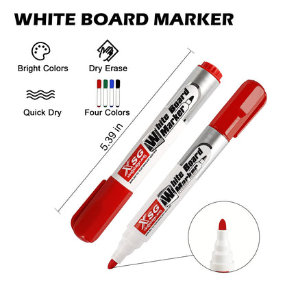 Whiteboard markers, 36 marker pens, dry erase, bullet tip 3mm, 4 colors whiteboard pens bullet tip set perfect for home school office 36 pack.