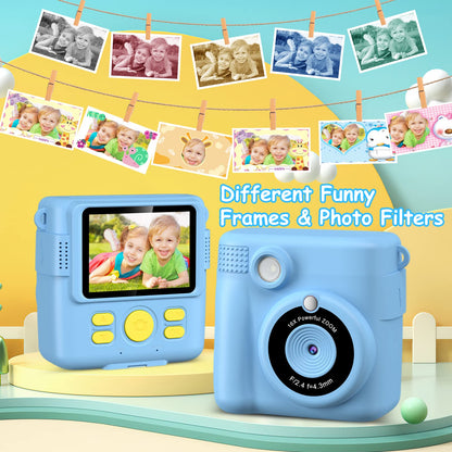 GREENKIDS Kids Camera Instant Camera, 1080P 2.4 Inch Screen Instant Camera for Kids with Printing Paper & 32GB Card, Digital Camera for Kids with Colored Pens Gift for Boy 3-12 Years