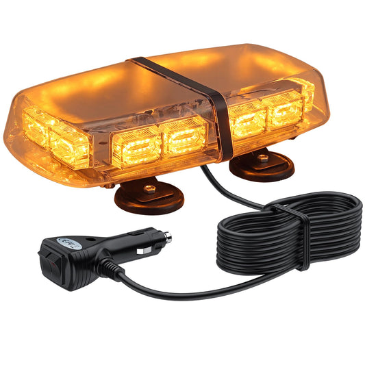 Justech 72 LED beacon 7 modes 12/24V flasher screw strong magnet amber warning light emergency strobe light recovery warning yellow roof light 36W 5m power cable control switch.