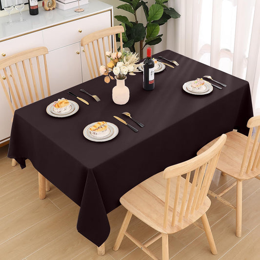 Smiry Tablecloth Washable Rectangular 140x240cm Tablecloth Polyester Water Resistant Lotus Effect Table Linens Stain Resistant Wipeable Table Cover for Party Kitchen Christmas, Coffee