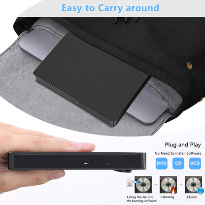 QDSYLQ External DVD Drive, USB 3.0 & Type-C Portable CD DVD +/-RW Burner Optical Drive External DVD Drive for Laptop, PC, Desktop, MacBook, iMac, Windows 11/10/8/7/XP/Linux/Vista/MacOS