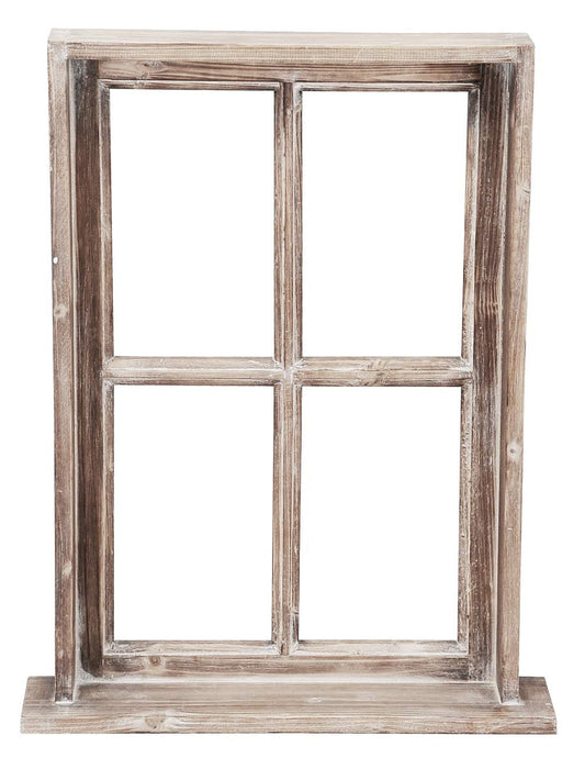 Posiwio decorative window window frame with frame and shelf wood in country style brown shabby