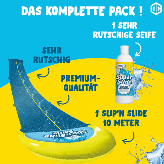 Original Cup® | Water Slide Mat Giant Pack XXL | 1 Slip Mat Double Track 10 Meters + 1 Liter Extra Sliding Soap 100% natural | Premium Quality | Slip'n Slide Water Games 100% Fun