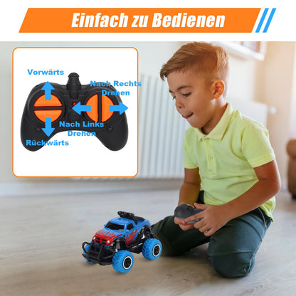 Pup Go Monster Truck Remote Control Car with Light for Kids 3-9 years, Durable Mini RC Car Fast Offroad Indoor Outdoor, Toy Toddler Christmas Birthday Gift Boy Girl, Blue