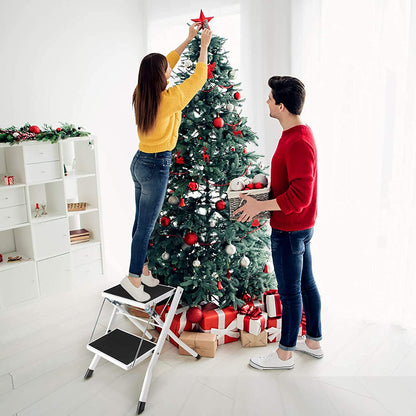 2 Steps Folding Step Stool, Lightweight Stepladder Mini Ladder Folding Step Stool Household Ladder Easy Storage Step Ladder for Home Kitchen Office DIY, 150 kg max load.