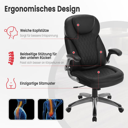 WOLTU office chair 440lbs, ergonomic desk chair, executive chair with headrest and armrests, height adjustable office chair for office conference room, faux leather, black.