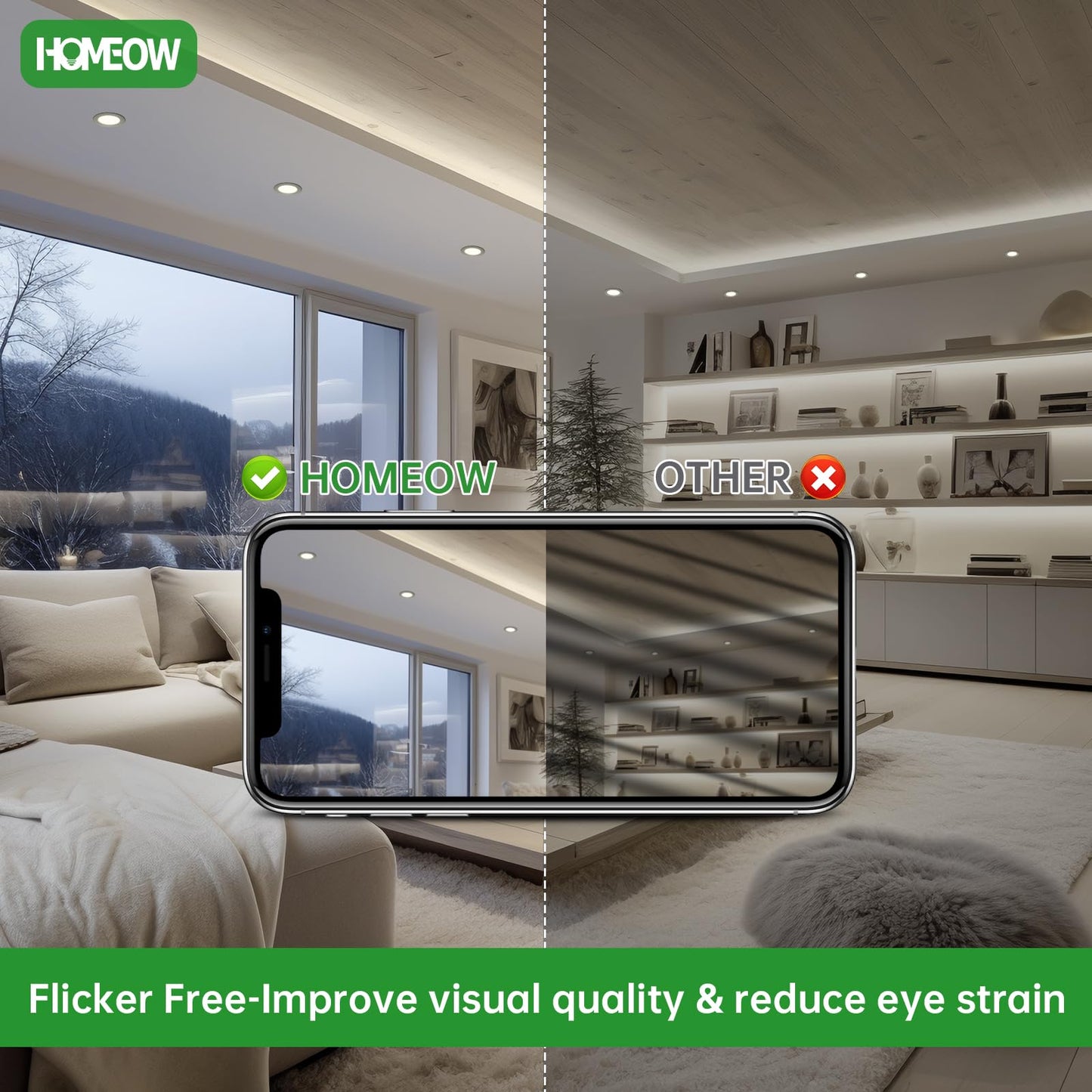 HOMEOW 12 pack Recessed LED Flat Panel Lights, 230V 5W 450 Lumens, Neutral White 4000K LED Spot, Cut-out 75-85mm, Diameter 100mm, IP44 Waterproof for Bathroom Kitchen Living Room.