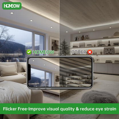 HOMEOW 12 pack Recessed LED Flat Panel Lights, 230V 5W 450 Lumens, Neutral White 4000K LED Spot, Cut-out 75-85mm, Diameter 100mm, IP44 Waterproof for Bathroom Kitchen Living Room.