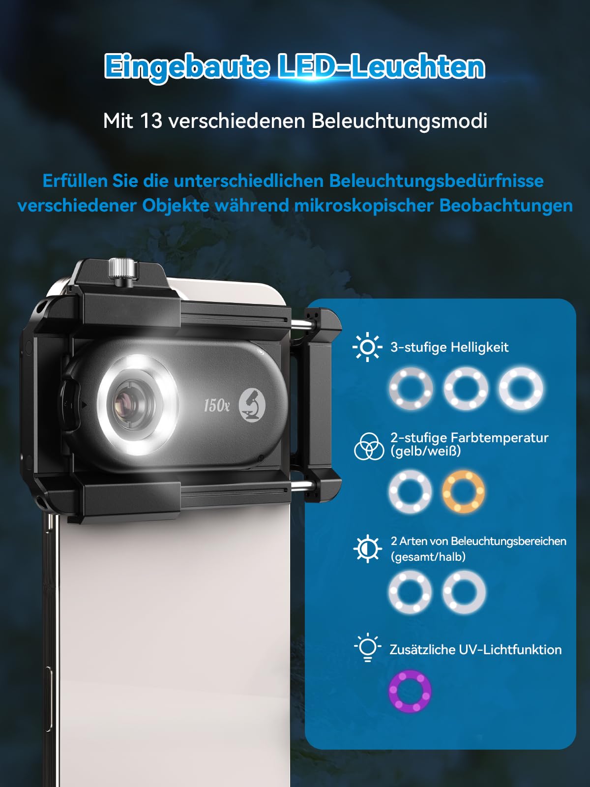 Apexel 150X mini microscope for smartphone camera, handy microscope for smartphone, explore Micworld with smartphone microscope.