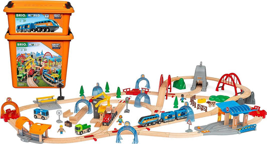 BRIO World 33977 Smart Tech Sound Deluxe Set - Interactive train with recording function in extensive complete set with storage boxes - Recommended from 3 years