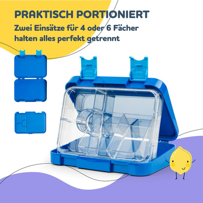 smackbite Junior lunch box for kids with compartments | BPA free lunchbox | bento box for kids | bread box | snack box | perfect for school, kindergarten & on the go (blue)