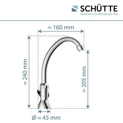 Pour cold water tap CARNEO, faucet, bathroom faucet for cold water only, swiveling stand valve, 37970, chrome