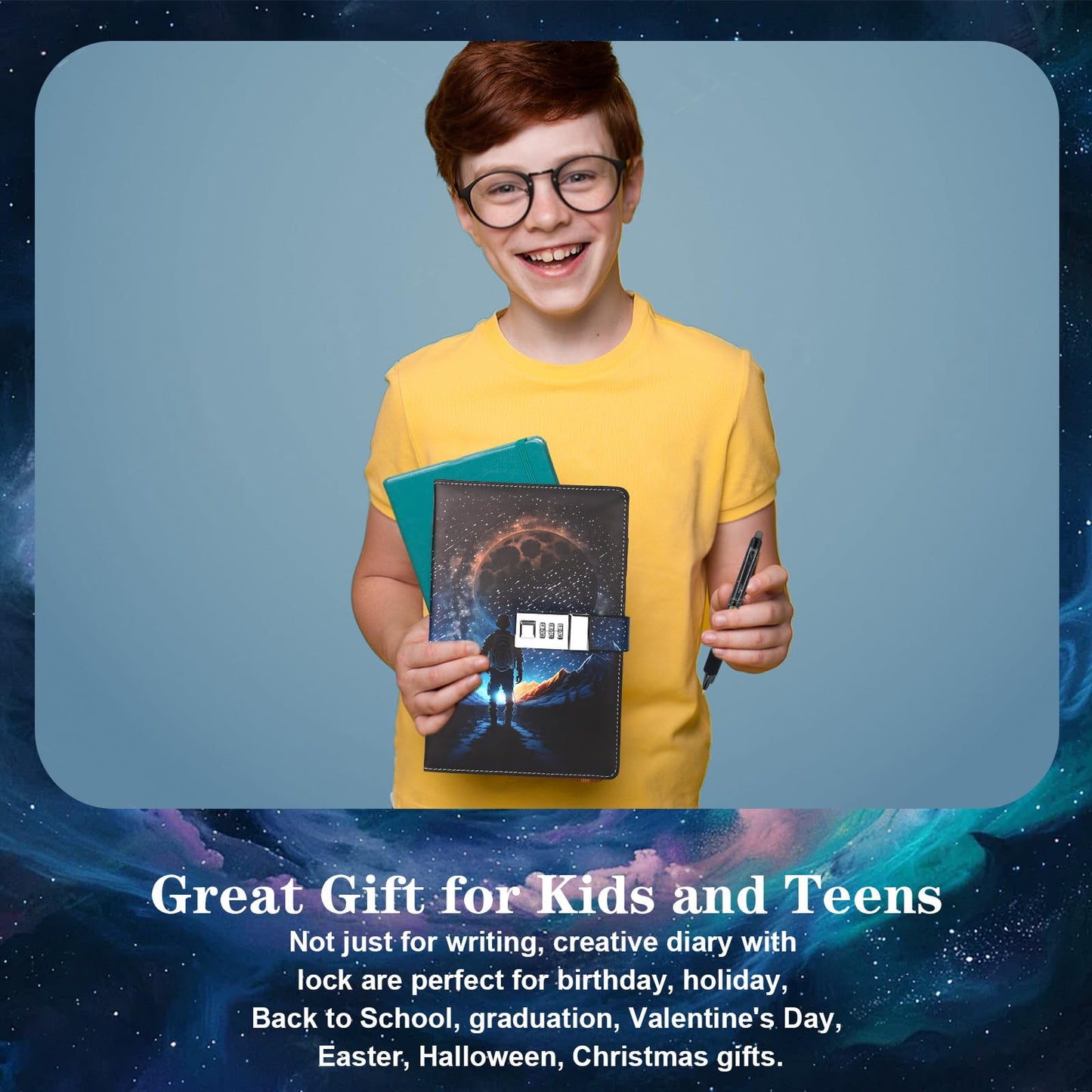 Boys Diary Journal with Lock, Kids Notebook, Back to School Birthday Gifts for Boys 8-15 Years, Diaries with Code for Teens Adults Girls.