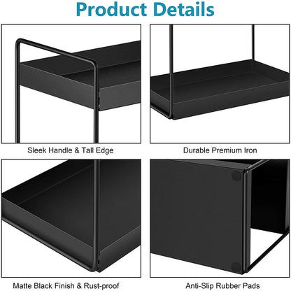 XINGDOZ Kitchen Spice Rack with 3 Levels Bathroom Countertop Under Cabinet Organizer Vanity Tray Cosmetics & Makeup Storage, Black